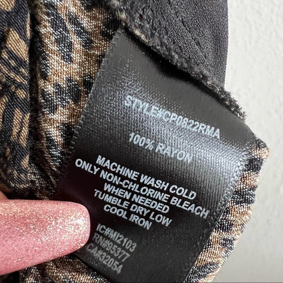 Sanctuary Brown Black Printed Elastic Pull On Smocked Waist Pants Small - Picture 9 of 9